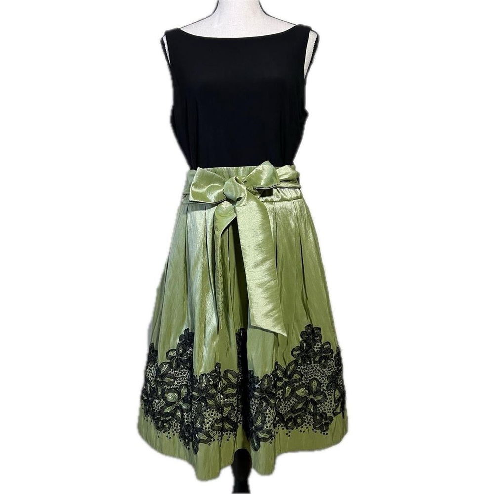 S.L. Fashions black and green floral dress